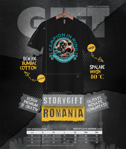 Tricou Femei, Barbati, Copii, Fata, Baiat, Unisex Personalizat Schelet Boxer – Campion în Ring, Motivație și Forță [3]