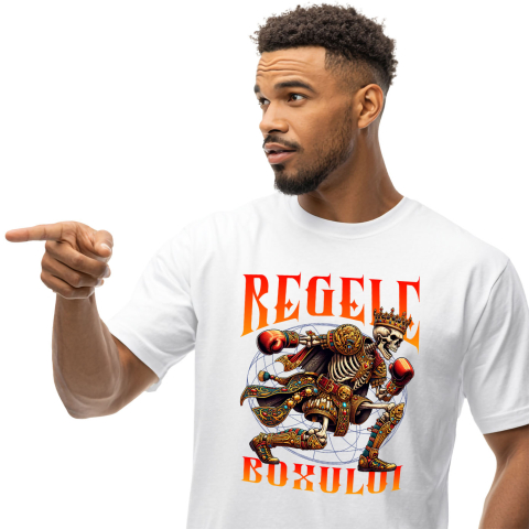 Sport - Tricou Femei, Barbati, Copii, Fata, Baiat, Unisex Personalizat Schelet Boxer – Regele Boxului, Motivație și Sport de Contact