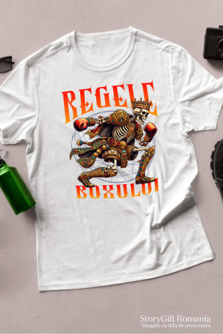 Tricou Femei, Barbati, Copii, Fata, Baiat, Unisex Personalizat Schelet Boxer – Regele Boxului, Motivație și Sport de Contact [2]
