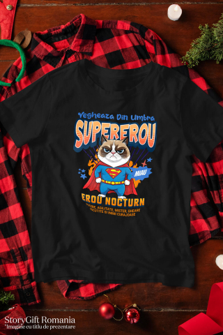 Tricou Femei, Barbati, Copii, Fata, Baiat, Unisex Personalizat Scottish Fold în Costum de Superman – Cadou Haios pentru Iubitorii de Pisici [2]