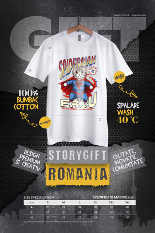 Tricou Femei, Barbati, Copii, Fata, Baiat, Unisex Personalizat Pisică Scottish Fold în Costum Spider-Man - Cadou Personalizat pentru Iubitorii de Pisici și Copii [3]