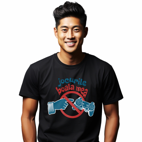 Tricou Femei, Barbati, Copii, Fata, Baiat, Unisex Personalizat Semn Interzis „Jocurile Video Boala Mea” - Cadou Personalizat Gameri