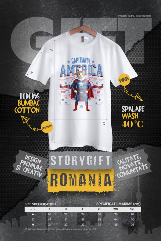 Tricou Femei, Barbati, Copii, Fata, Baiat, Unisex Personalizat Pisica Siameză în Costum de Captain America cu Pelerină - Cadou Personalizat pentru Copii și Iubitorii de Pisici [3]