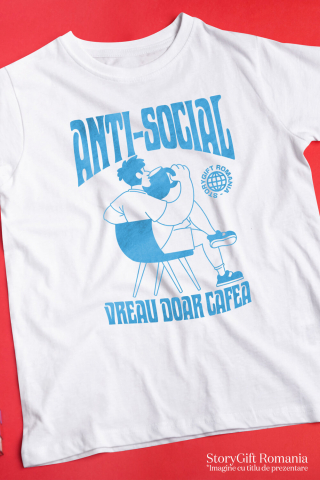 Tricou Femei, Barbati, Copii, Fata, Baiat, Unisex Personalizat „Cana de Cafea Imensa pentru Bărbați - Cadou Personalizat 'Anti-social, Vreau Doar Cafea'” [2]