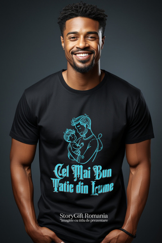 Tricou Femei, Barbati, Copii, Fata, Baiat, Unisex Personalizat Silueta Tata și Copil „Cel Mai Bun Tatic Din Lume” – Cadou Personalizat Pentru Tati și Familie [1]