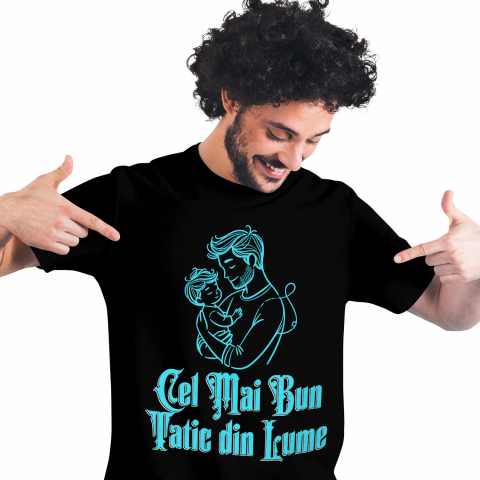 Tata - Tricou Femei, Barbati, Copii, Fata, Baiat, Unisex Personalizat Silueta Tata și Copil „Cel Mai Bun Tatic Din Lume” – Cadou Personalizat Pentru Tati și Familie