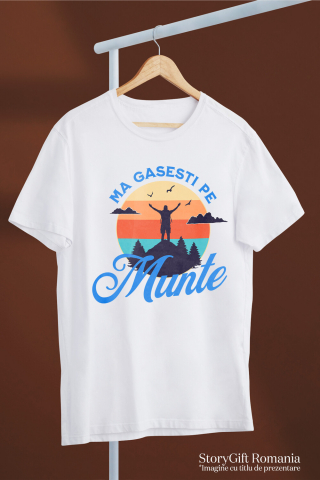 Tricou Femei, Barbati, Copii, Fata, Baiat, Unisex Personalizat "Silueta Umana Pe Munte la Apus de Soare – Aventură și Relaxare în Natură" [2]