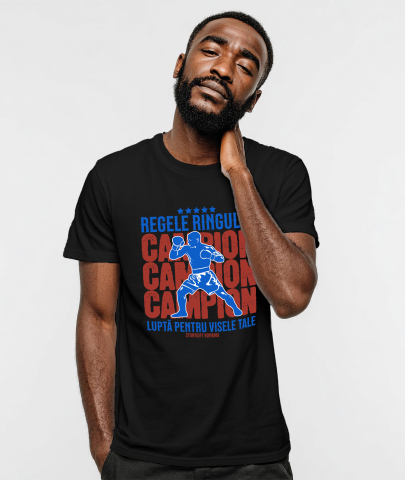 Tricou Femei, Barbati, Copii, Fata, Baiat, Unisex Personalizat Siluetă Boxer – Regele Ringului, Motivație și Sport de Contact [1]