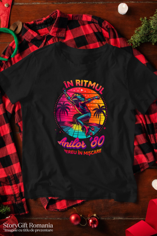 Tricou Femei, Barbati, Copii, Fata, Baiat, Unisex Personalizat Siluetă Umană pe Role Disco - Cadou Personalizat În Ritmul Anilor 80 [2]