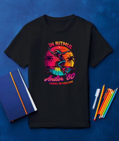 Tricou Femei, Barbati, Copii, Fata, Baiat, Unisex Personalizat Siluetă Umană pe Role Disco - Cadou Personalizat În Ritmul Anilor 80 [2]