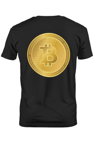 Promotii - Tricou Barbati Cu Simbol Bitcoin, Banut De aur, Monede Virtuale, Iubitorii De Investitii cu imprimeu pe Spate, 100% Bumbac, Negru, L