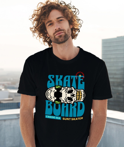 Tricou Femei, Barbati, Copii, Fata, Baiat, Unisex Personalizat Skateboard cu Craniu – Design Urban pentru Iubitorii de Adrenalină [1]