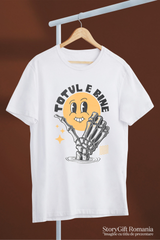Tricou Femei, Barbati, Copii, Fata, Baiat, Unisex Personalizat Smiley Face Vesel și Mână Umană - Mesaj Incurajator „Totul E Bine” Cadou Motivațional [2]
