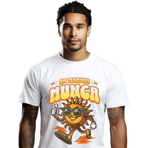 Tricou Femei, Barbati, Copii, Fata, Baiat, Unisex Personalizat "Produse personalizate pentru vacanță – Soare cu ochelari și papuci de plajă pentru familie și copii"