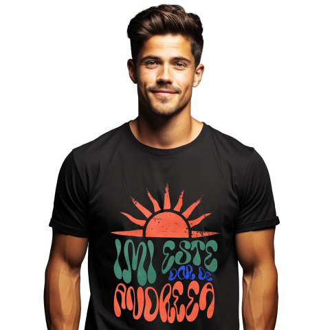 PRIETENI - Tricou Femei, Barbati, Copii, Fata, Baiat, Unisex Personalizat "Soare Strălucitor Romantic Imi Este Doar De Andreea - Cadou Personalizat Iubire și Dragoste"