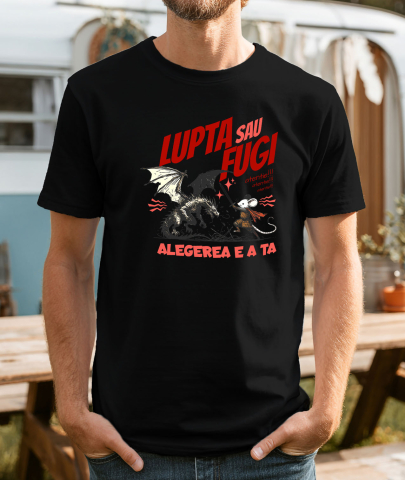 Tricou Femei, Barbati, Copii, Fata, Baiat, Unisex Personalizat Soricel Alb Contra Dragon - Luptă Sau Fugi, Alegerea Este A Ta [1]