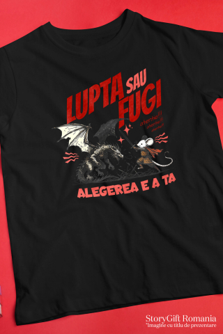 Tricou Femei, Barbati, Copii, Fata, Baiat, Unisex Personalizat Soricel Alb Contra Dragon - Luptă Sau Fugi, Alegerea Este A Ta [2]
