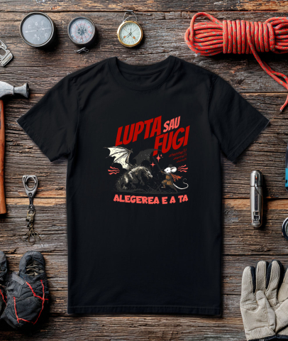 Tricou Femei, Barbati, Copii, Fata, Baiat, Unisex Personalizat Soricel Alb Contra Dragon - Luptă Sau Fugi, Alegerea Este A Ta [2]