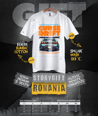 Tricou Femei, Barbati, Copii, Fata, Baiat, Unisex Personalizat Tricou Drift Tuning – Design Auto pentru Pasionații de Curse și Viteză [3]