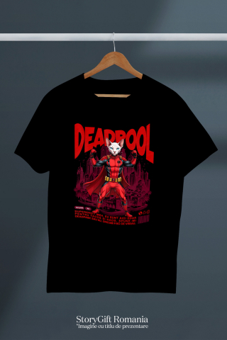 Tricou Femei, Barbati, Copii, Fata, Baiat, Unisex Personalizat Pisică Sphynx în Costum Deadpool – Supererou Haioș pentru Iubitorii de Animale [2]