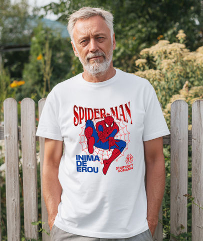 Tricou Barbati cu Spidere-Man - Aventuri Nebune pe Zidurile Orasului 100% Bumbac, Alb, L [1]