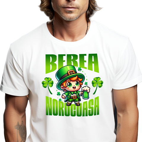 Tricou Femei, Barbati, Copii, Fata, Baiat, Unisex Personalizat „Halba Personalizată „Spiriduș Norocos” - Cadou Amuzant pentru Iubitorii de Bere”