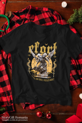 Tricou Femei, Barbati, Copii, Fata, Baiat, Unisex Personalizat Statuie cu Două Capete și Aripi - Cadou Motivațional "Munceste Din Greu, Visează Măreț" [2]