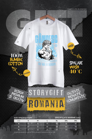 Tricou Femei, Barbati, Copii, Fata, Baiat, Unisex Personalizat Statuie Grecească Gânditor - Cadou Motivational și Inspirant [3]