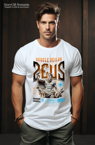 Tricou Femei, Barbati, Copii, Fata, Baiat, Unisex Personalizat Statuie Grecească Bust Dezgolit Zeus – Cadou Motivational „Regele Zeilor” [1]