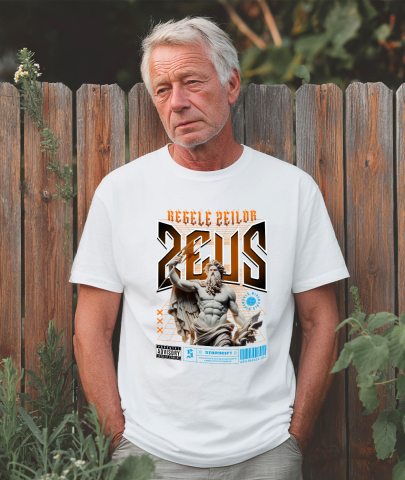 Tricou Femei, Barbati, Copii, Fata, Baiat, Unisex Personalizat Statuie Grecească Bust Dezgolit Zeus – Cadou Motivational „Regele Zeilor” [1]