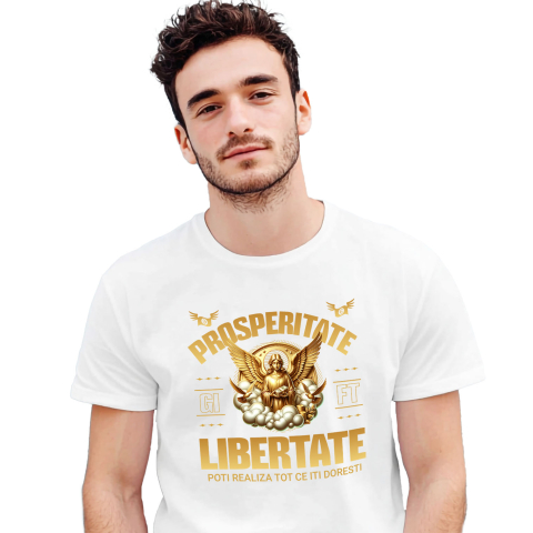 Tricou Femei, Barbati, Copii, Fata, Baiat, Unisex Personalizat Statuie Grecească Cu Aripi Din Aur - Cadou Personalizat Prosperitate și Libertate pentru Familie și Prieteni