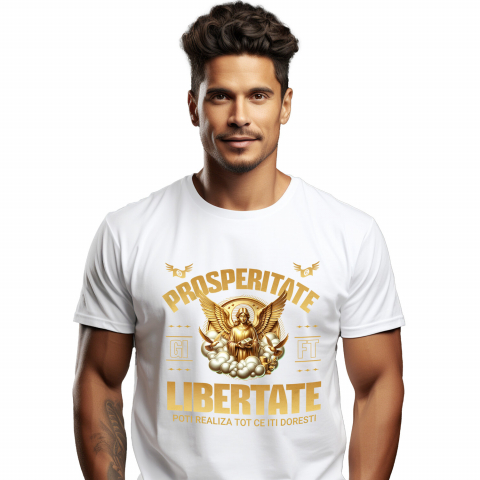 INGERI - Tricou Femei, Barbati, Copii, Fata, Baiat, Unisex Personalizat Statuie Grecească Cu Aripi Din Aur - Cadou Personalizat Prosperitate și Libertate pentru Familie și Prieteni