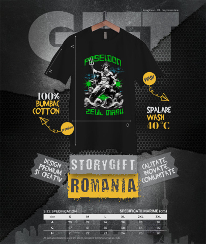 Tricou Femei, Barbati, Copii, Fata, Baiat, Unisex Personalizat Statuie Grecească Poseidon – Cadou Personalizat Trident Coroana Regală [3]