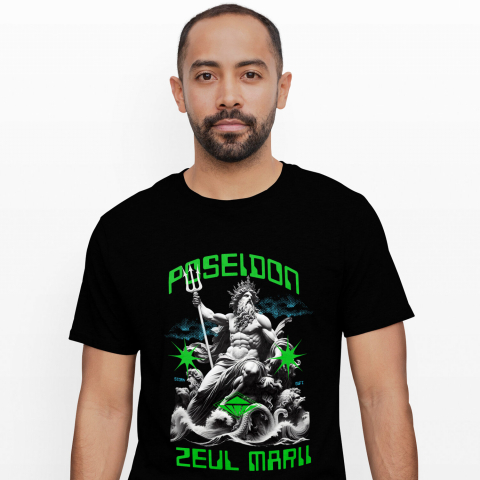 INGERI - Tricou Femei, Barbati, Copii, Fata, Baiat, Unisex Personalizat Statuie Grecească Poseidon – Cadou Personalizat Trident Coroana Regală
