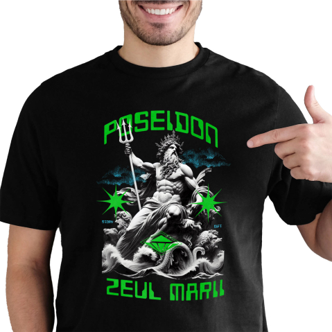 Ingeri Si Zei - Tricou Femei, Barbati, Copii, Fata, Baiat, Unisex Personalizat Statuie Grecească Poseidon – Cadou Personalizat Trident Coroana Regală