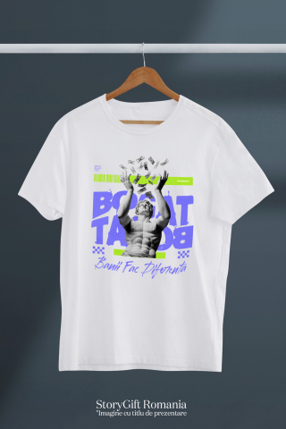 Tricou Femei, Barbati, Copii, Fata, Baiat, Unisex Personalizat Statuie Aruncând Bancnote Bani – Mesajul „Banii Fac Diferența” pentru Familie și Prieteni [2]