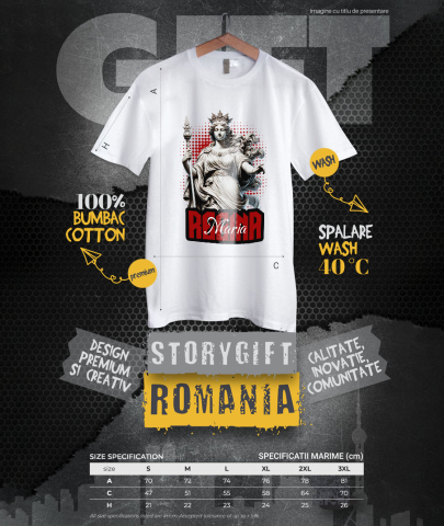 Tricou Femei, Barbati, Copii, Fata, Baiat, Unisex Personalizat Statuie Stil Grecesc Regina Maria – Cadou Personalizat Cu Coroana [3]