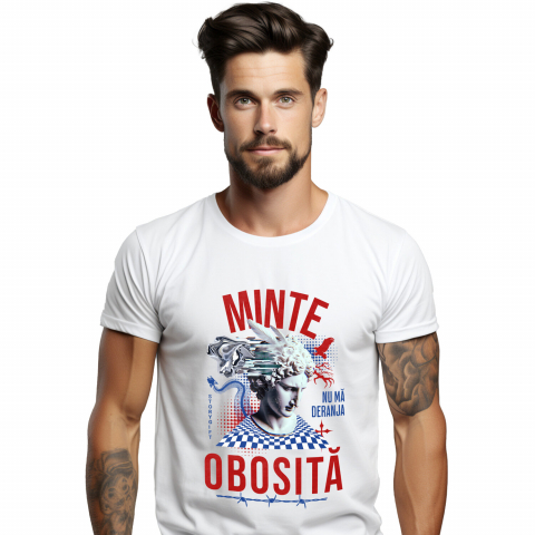 INGERI - Tricou Femei, Barbati, Copii, Fata, Baiat, Unisex Personalizat Statuie Stil Grecesc - Minte Obosită | Cadou Personalizat Amuzant
