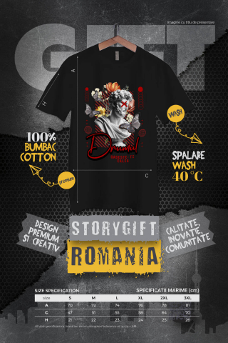 Tricou Femei, Barbati, Copii, Fata, Baiat, Unisex Personalizat Statuie Umană Bust Bărbătesc cu Fluturi și Flori - „Drumul Găsește-ți Calea” - Cadou Motivational [3]