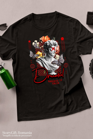 Tricou Femei, Barbati, Copii, Fata, Baiat, Unisex Personalizat Statuie Umană Bust Bărbătesc cu Fluturi și Flori - „Drumul Găsește-ți Calea” - Cadou Motivational [2]