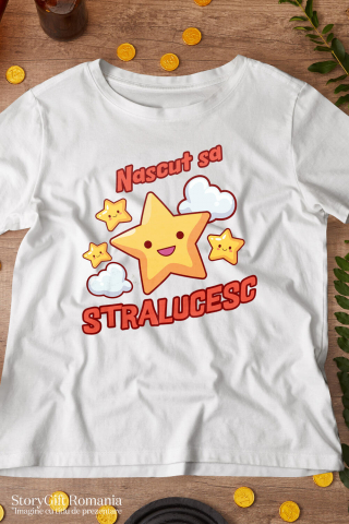 Tricou Femei, Barbati, Copii, Fata, Baiat, Unisex Personalizat Cadou Personalizat „Stele Vesele Printre Nori” | Mesaje pentru Copii și Familie [2]