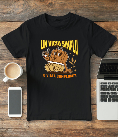 Tricou Femei, Barbati, Copii, Fata, Baiat, Unisex Personalizat Tableta de ciocolată personalizată „Un viciu simplu, o viață complicată” – Cadou pentru iubitorii de ciocolată [2]