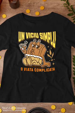 Tricou Femei, Barbati, Copii, Fata, Baiat, Unisex Personalizat Tableta de ciocolată personalizată „Un viciu simplu, o viață complicată” – Cadou pentru iubitorii de ciocolată [2]