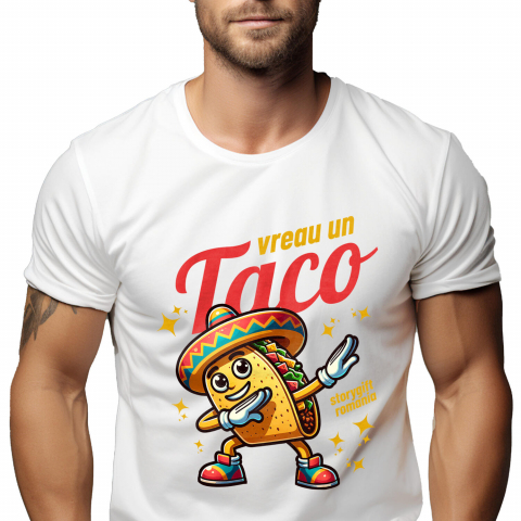 MANCARE - Tricou Femei, Barbati, Copii, Fata, Baiat, Unisex Personalizat Taco personalizat cu palarie mexicană și yoga – Cadou vesel pentru familie și prieteni