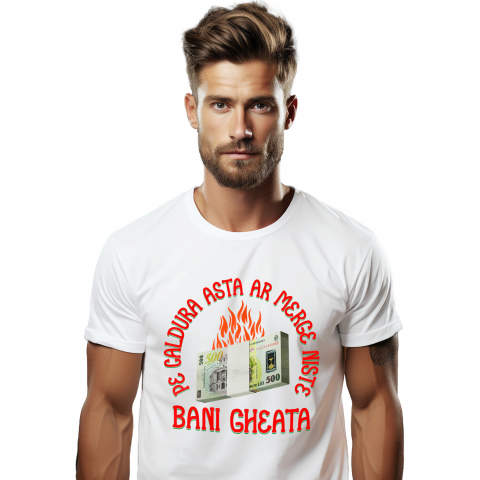 AMUZANTE - Tricou Femei, Barbati, Copii, Fata, Baiat, Unisex Personalizat Teanc de Bancnote 500 Lei – Bani Zburători în Flăcări pentru Distracție
