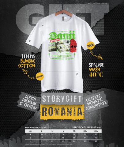 Tricou Femei, Barbati, Copii, Fata, Baiat, Unisex Personalizat Teancuri Bancnote 500 Lei cu Cagula Roșie Supărată – Cadou Personalizat „Banii Contează” pentru Familie, Copii, Tati, Prieteni [3]