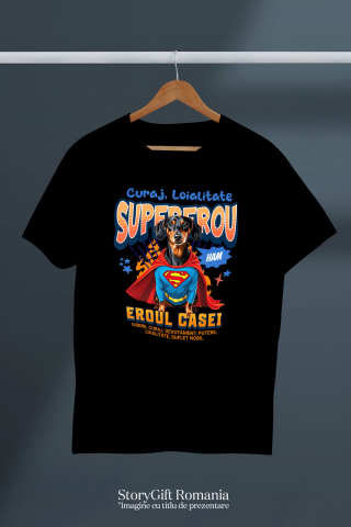 Tricou Femei, Barbati, Copii, Fata, Baiat, Unisex Personalizat Teckel în Costum de Superman – Cadouri Personalizate pentru Familie și Copii [2]