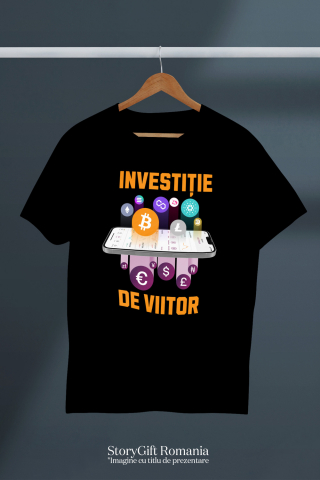 Tricou Femei, Barbati, Copii, Fata, Baiat, Unisex Personalizat Telefon cu Criptomonede Bitcoin – „Investiție de Viitor” – Cadou Personalizat pentru Familie, Tati, Copii, Prieteni [2]