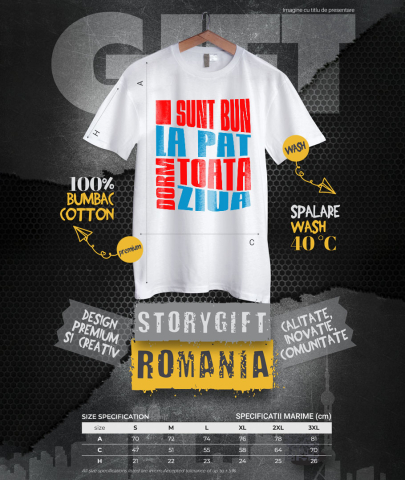 Tricou Femei, Barbati, Copii, Fata, Baiat, Unisex Personalizat Mesaj Haios „Sunt bun la pat, dorm toată ziua” – Cadou Personalizat pentru Bărbați [3]