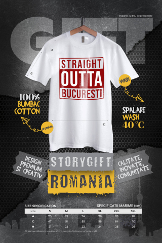 Tricou Femei, Barbati, Copii, Fata, Baiat, Unisex Personalizat Straight Out București Romania - Design Haios și Cadou Personalizat Urban [3]